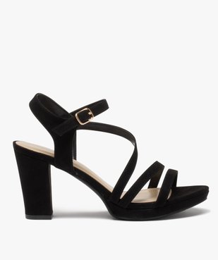 Sandales femme à talon haut en suédine avec brides vue1 - GEMO(URBAIN) - GEMO