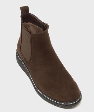 Boots en suédine avec doublure chaude et élastique latéral femme - G'flex vue5 - G'FLEX - GEMO