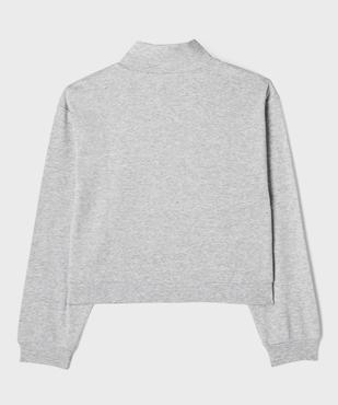 Sweat à col camionneur zippé coupe loose en maille extensible fille vue3 - GEMO 4G FILLE - GEMO