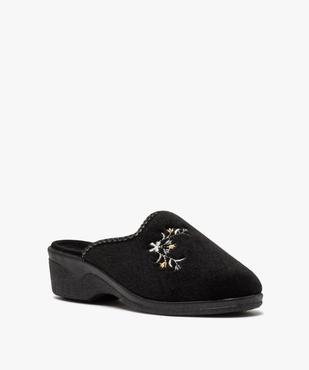 Chaussons femme mules confort en velours brodé vue2 - GEMO(HOMWR FEM) - GEMO