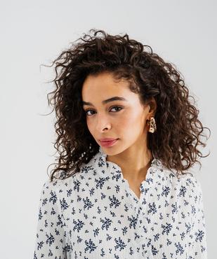 Chemise manches longues fleurie à col victorien femme vue2 - GEMO(FEMME PAP) - GEMO