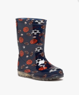 Bottes de pluie garçon motifs sport à semelle crantée transparente vue2 - GEMO (ENFANT) - GEMO