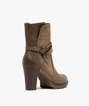 Bottines femme à talon haut et large avec détails fantaisie et à zip vue5 - GEMO(URBAIN) - GEMO