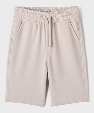 Bermuda uni en maille French Terry avec ceinture ajustable garçon vue1 - GEMO 4G GARCON - GEMO