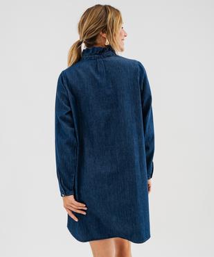 Robe courte aspect denim avec col à volants femme vue3 - GEMO 4G FEMME - GEMO