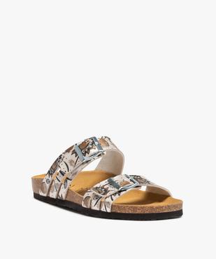 Mules femme à talon plat et brides ajustables imprimées vue2 - GEMO (CASUAL) - GEMO