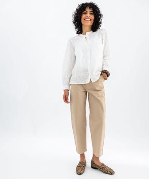 Pantalon en coton stretch coupe carotte femme vue5 - GEMO 4G FEMME - GEMO