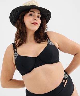 Haut de maillot de bain emboitant à motifs brodés femme grande taille vue2 - GEMO (PLAGE) - GEMO