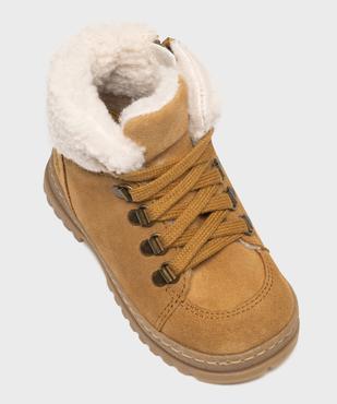 Boots bébé garçon à col fourré et dessus en cuir suédé avec semelle crantée - NA! vue13 - NA! - GEMO