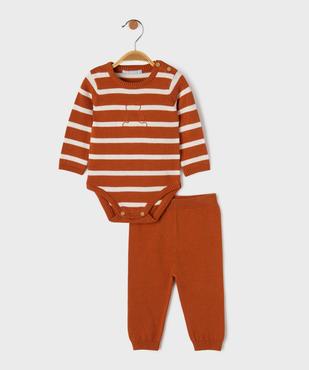 Ensemble 2 pièces body manches longues + pantalon en maille bébé  - LuluCastagnette vue1 - LULUCASTAGNETTE - GEMO