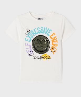Tee-shirt avec motif en sequins réversibles garçon - Smiley World vue1 - SMILEY - GEMO
