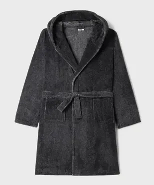 Robe de chambre à capuche en maille douillette chinée garçon vue1 - GEMO (JUNIOR) - GEMO