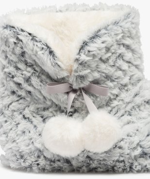 Chaussons boots fourrées avec pompons décoratifs femme vue6 - GEMO(HOMWR FEM) - GEMO
