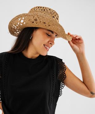 Tee-shirt sans manches avec empiècements en dentelle femme vue1 - GEMO(FEMME PAP) - GEMO