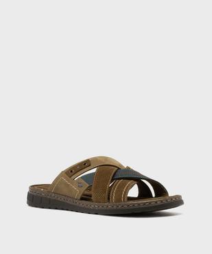 Mules en cuir à brides croisées homme - g'flex vue2 - G'FLEX - GEMO
