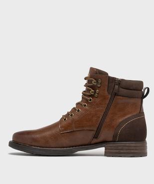 Boots à col matelassée, lacets et zip homme vue3 - MARIO BALDANO - GEMO
