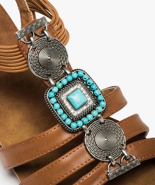 Sandales femme à talon dessus uni orné de perles et métal vue6 - GEMO(URBAIN) - GEMO