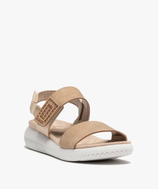 Sandales femme unies à brides larges en suédine vue2 - GEMO (CONFORT) - GEMO