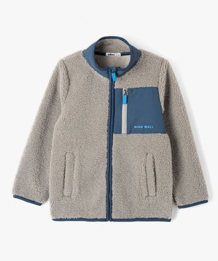 Sweat zippé multi-matières à col montant garçon vue2 - GEMO (ENFANT) - GEMO