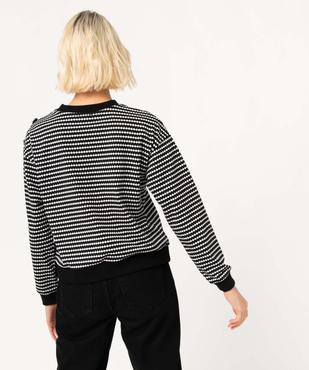Sweat femme à motifs graphiques avec boutons sur l’épaule vue3 - GEMO(FEMME PAP) - GEMO