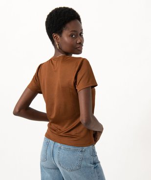Tee-shirt à manches courtes froncé sur l’avant femme vue3 - GEMO(FEMME PAP) - GEMO