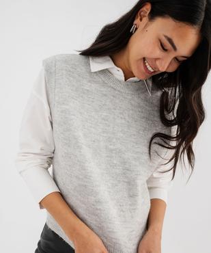 Pull sans manches chiné avec de la laine femme vue2 - GEMO(FEMME PAP) - GEMO