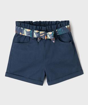 Short en coton taille haute avec ceinture à nouer fille vue5 - GEMO (ENFANT) - GEMO