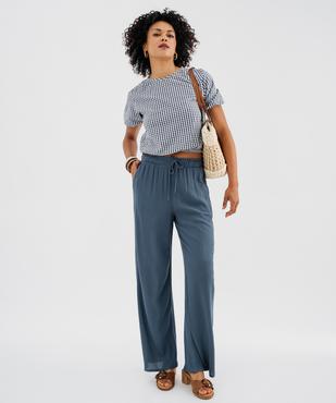 Pantalon large en viscose froissée femme vue4 - GEMO 4G FEMME - GEMO