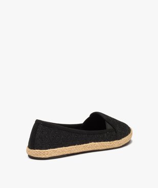 Ballerines femme en toile brodée avec semelle en corde vue4 - GEMO (SPORTSWR) - GEMO