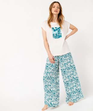 Haut de pyjama à manches ultra courtes avec motif fleuri femme vue5 - GEMO 4G FEMME - GEMO