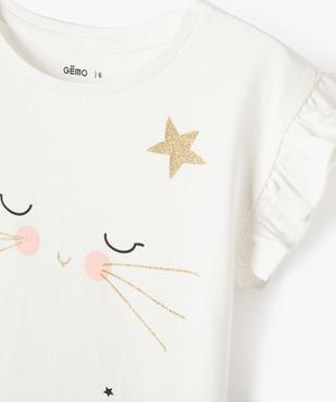 Tee-shirt sans manches avec motif chat et paillettes fille vue3 - GEMO 4G FILLE - GEMO