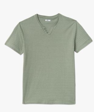 Tee-shirt manches courtes col fantaisie à rayures jacquard homme vue4 - GEMO (HOMME) - GEMO