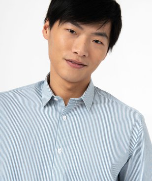 Chemise manches longues à rayures en coton homme vue2 - GEMO (HOMME) - GEMO