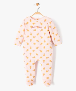 Pyjama bébé fille en velours imprimé poires et broderie vue2 - GEMO(BB COUCHE) - GEMO