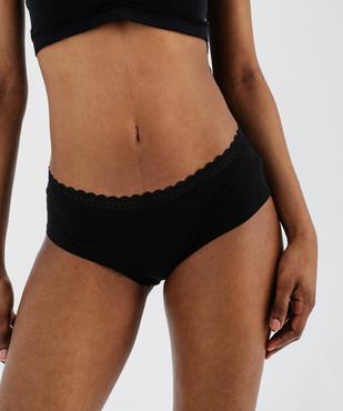 Shorty uni en coton stretch avec ceinture en dentelle femme (lot de 2) vue1 - GEMO 4G FEMME - GEMO