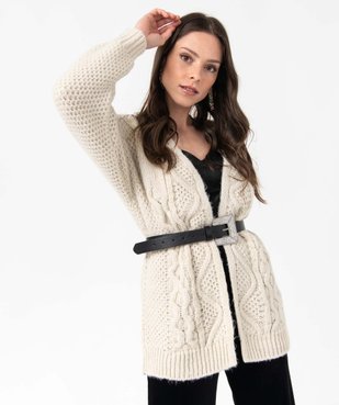 Gilet femme en grosse maille incrusté de fil pailleté vue1 - GEMO(FEMME PAP) - GEMO