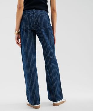Jean flare en denim brut rayé femme - LuluCastagnette vue3 - LULUCASTAGNETTE - GEMO