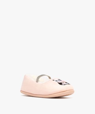 Chaussons fille ballerines avec dessus en velours imprimé panda et bride pailletée vue2 - GEMO 4G FILLE - GEMO