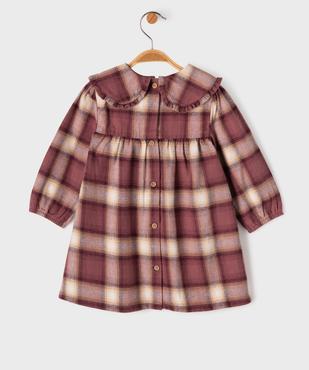 Robe manches longues à col Claudine à carreaux bébé fille vue3 - GEMO(BEBE DEBT) - GEMO