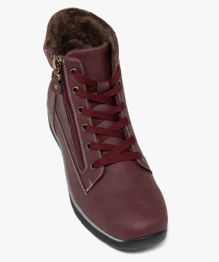Boots femme confort fourrées à zip latéral et à lacets - Hobiz vue5 - HOBIZ - GEMO