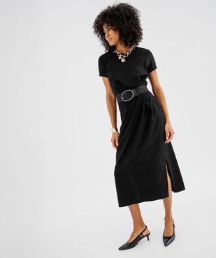 Robe longue manches courtes en maille femme vue1 - GEMO(FEMME PAP) - GEMO