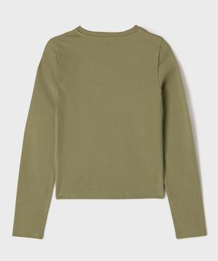 Tee-shirt manches longues coupe courte avec devant froncé fille vue3 - GEMO 4G FILLE - GEMO