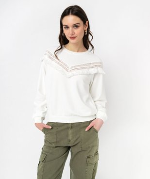 Sweat avec franges et maille ajourée sur le buste femme vue1 - GEMO(FEMME PAP) - GEMO