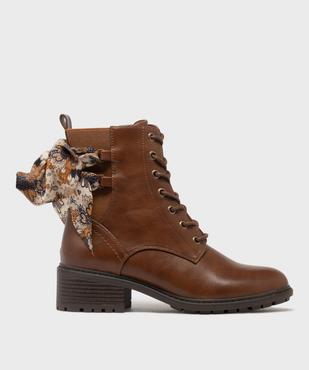 Boots à lacets et zip avec foulard sur la tige femme - Emilia Rosa vue1 - EMILIA ROSA - GEMO