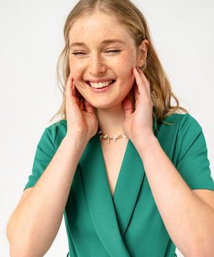 Robe portefeuille manches courtes en maille extensible femme vue2 - GEMO 4G FEMME - GEMO
