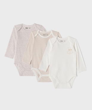 Bodies manches longues bébé  (lot de 3) vue5 - GEMO 4G BEBE - GEMO