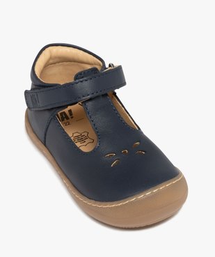Chaussures premiers pas bébé garçon Salomé en cuir uni et à scratch - NA! vue6 - NA! - GEMO