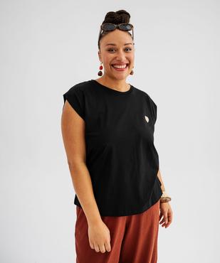 Tee-shirt à manches ultra-courtes avec coeur brodé femme grande taille vue4 - GEMO (G TAILLE) - GEMO