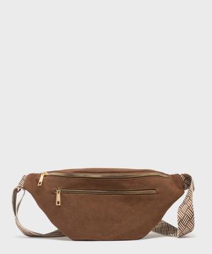 Sac banane grand format en suédine à bandoulière fantaisie femme vue1 - GEMO (ACCESS) - GEMO