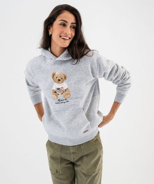 Sweat à capuche avec broderie femme - LuluCastagnette vue1 - LULU CASTAGNETTE GEMO FOR GOOD - GEMO